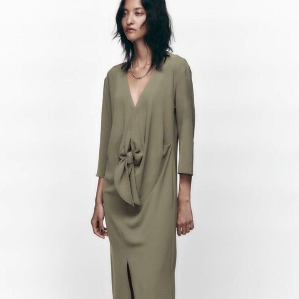 👗Zara Knotted Dress NWT - Green L